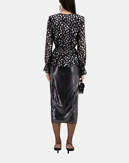 Top avec cœurs argentés noirs