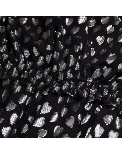 Top avec cœurs argentés noirs