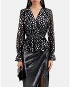 Top avec cœurs argentés noirs