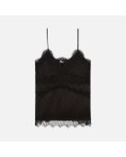 Caraco avec détails en dentelle et soie noirs