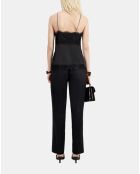 Caraco avec détails en dentelle et soie noirs