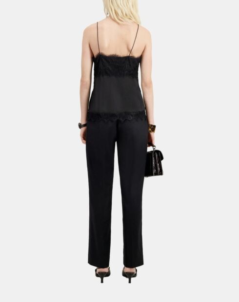 Caraco avec détails en dentelle et soie noirs