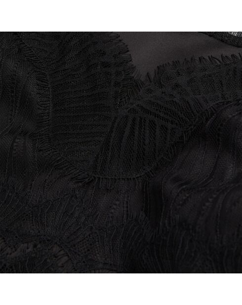 Caraco avec détails en dentelle et soie noirs