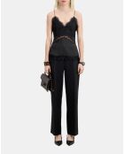 Caraco avec détails en dentelle et soie noirs