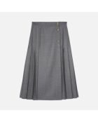 Jupe longue plissée en laine grise