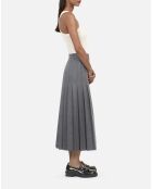 Jupe longue plissée en laine grise