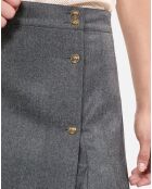 Jupe longue plissée en laine grise