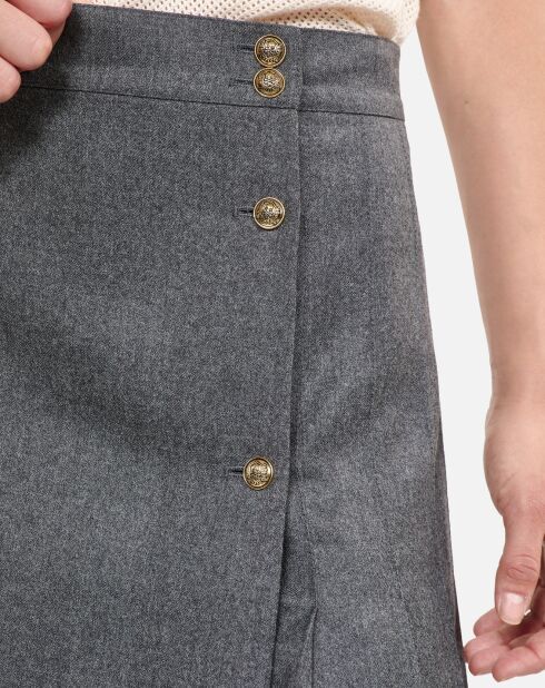 Jupe longue plissée en laine grise