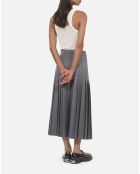 Jupe longue plissée en laine grise