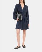 Robe courte tissu crinckle bleu marine