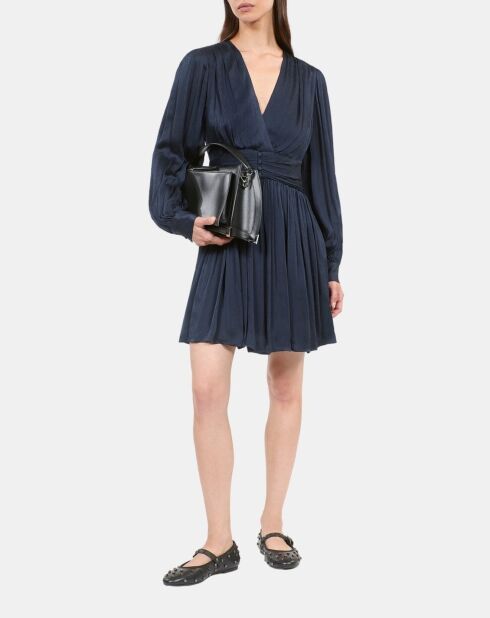 Robe courte tissu crinckle bleu marine