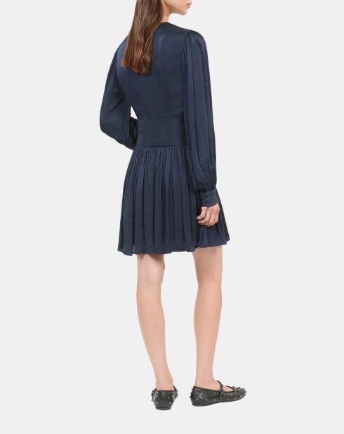 Robe courte tissu crinckle bleu marine