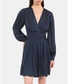 Robe courte tissu crinckle bleu marine