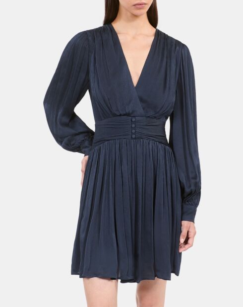 Robe courte tissu crinckle bleu marine