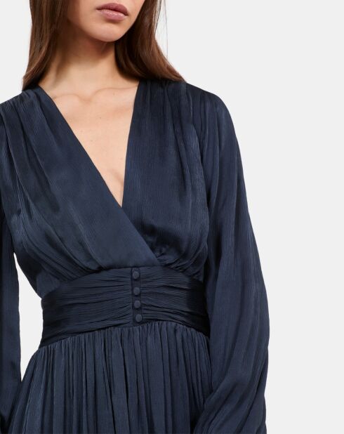 Robe courte tissu crinckle bleu marine