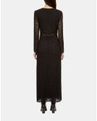 Robe longue en guipure noire
