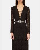 Robe longue en guipure noire