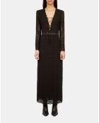 Robe longue en guipure noire
