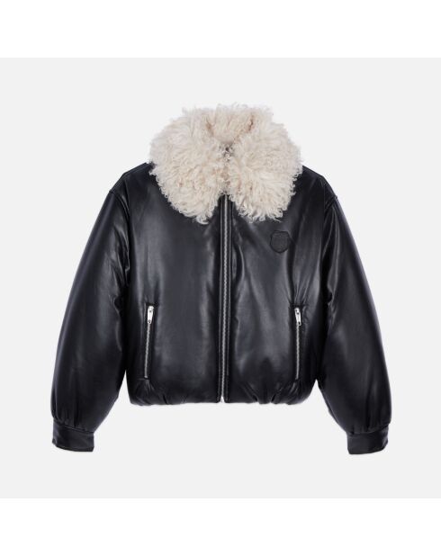 Doudoune effet cuir noir