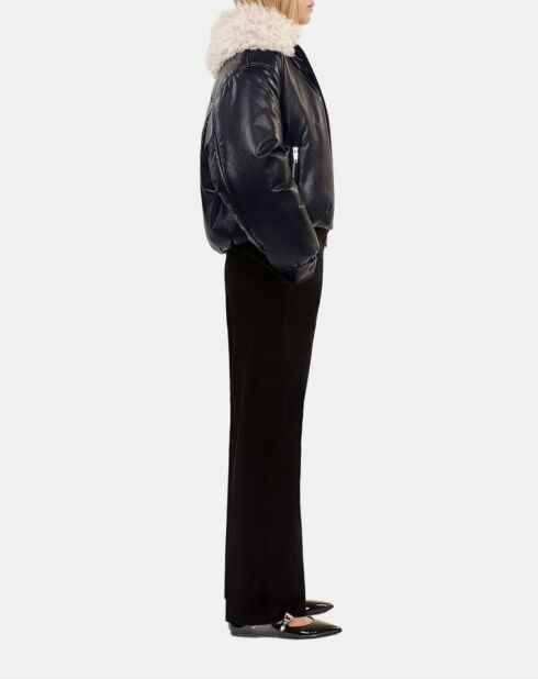 Doudoune effet cuir noir