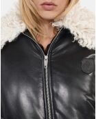 Doudoune effet cuir noir