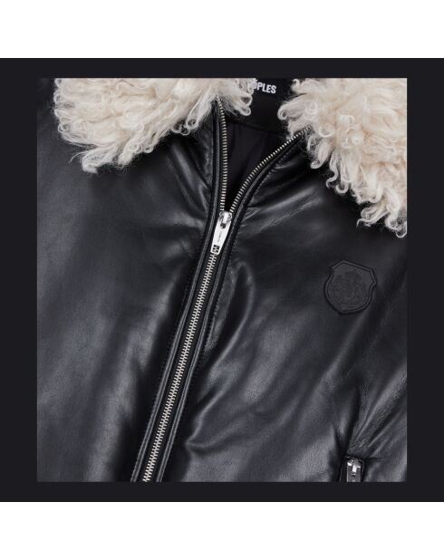 Doudoune effet cuir noir