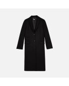 Manteau long en laine mélangée noire