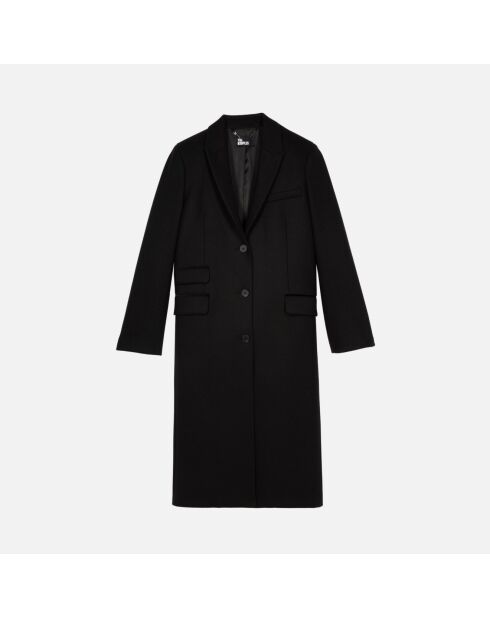 Manteau long en laine mélangée noire