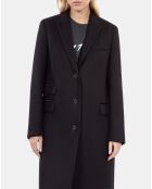 Manteau long en laine mélangée noire
