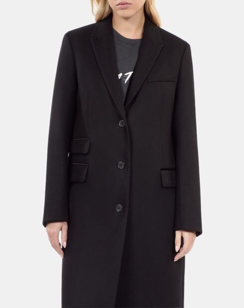 Manteau long en laine mélangée noire