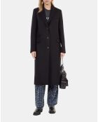 Manteau long en laine mélangée noire