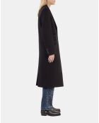 Manteau long en laine mélangée noire
