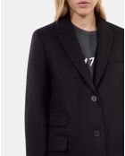 Manteau long en laine mélangée noire