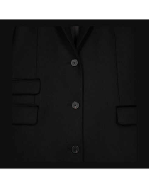 Manteau long en laine mélangée noire