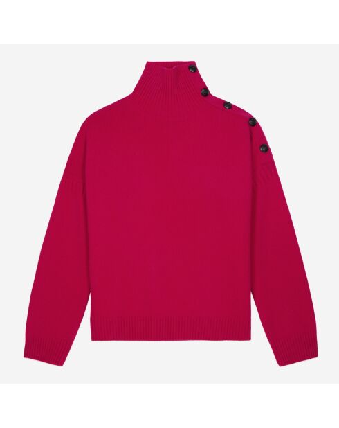 Pull en cachemire avec boutons fuchsia