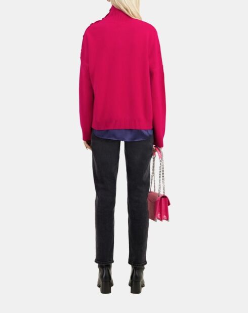 Pull en cachemire avec boutons fuchsia