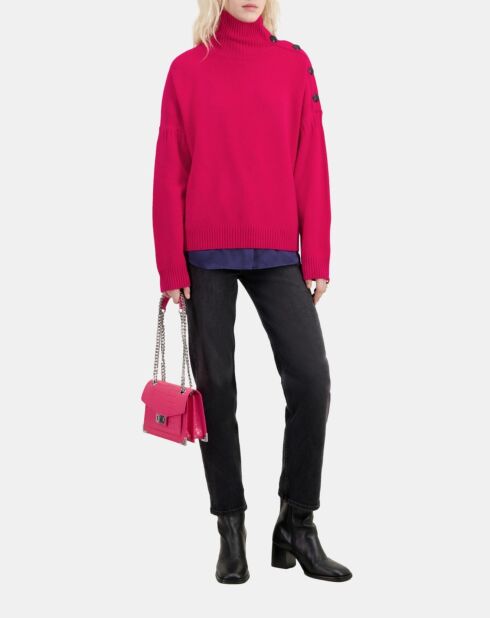 Pull en cachemire avec boutons fuchsia