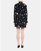 Robe courte imprimée papillons noire et blanche