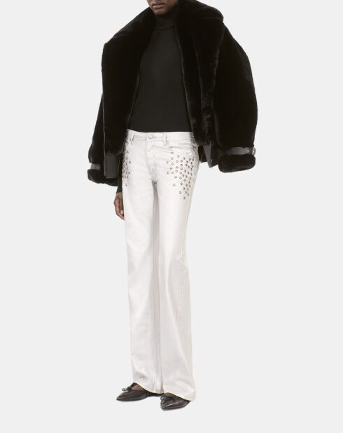 Jean clouté droit argenté