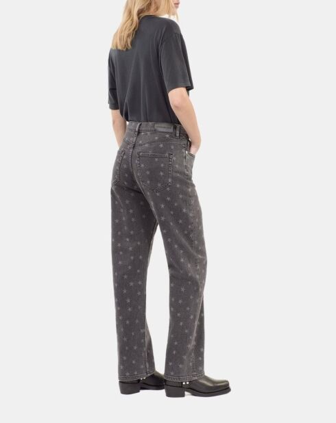 Jeans boyfriend imprimé étoiles noir