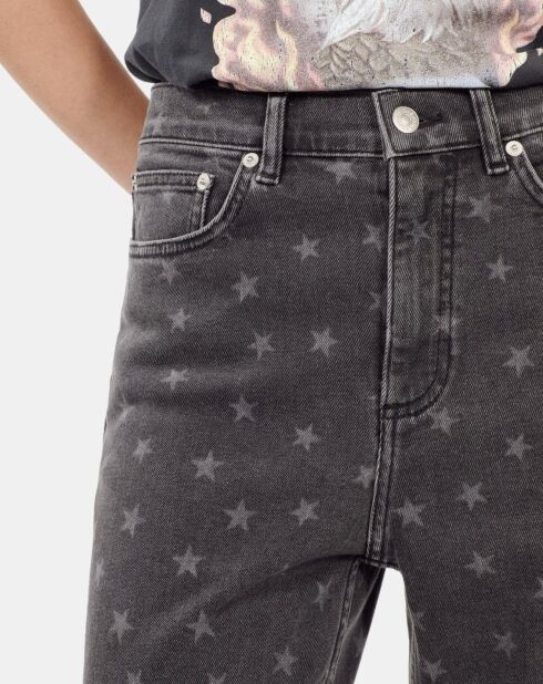 Jeans boyfriend imprimé étoiles noir