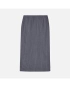 Jupe crayon mi-longue à rayures gris clair