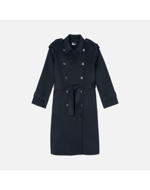 Manteau en laine style trench noir