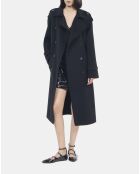 Manteau en laine style trench noir