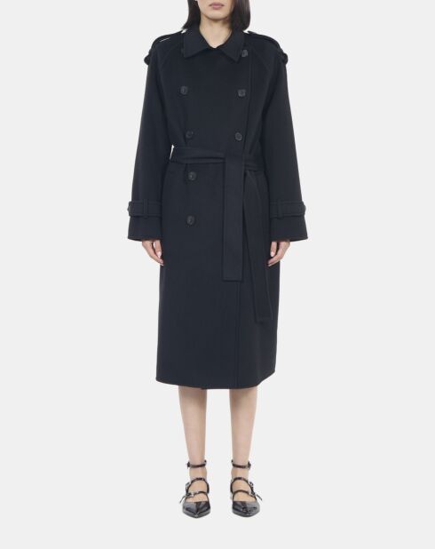 Manteau en laine style trench noir