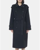 Manteau en laine style trench noir