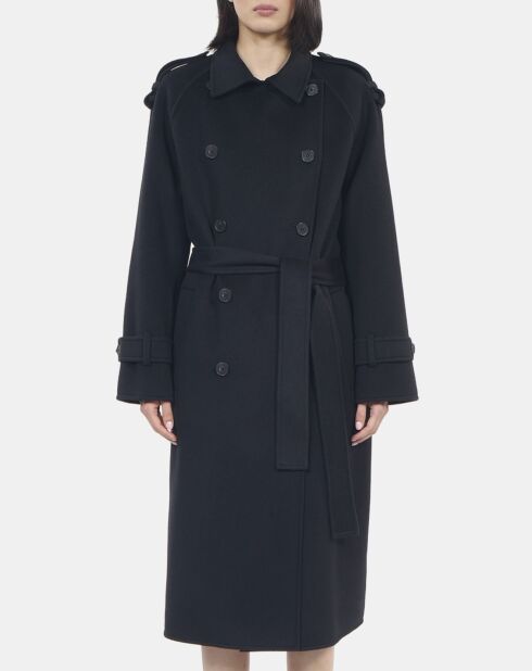 Manteau en laine style trench noir