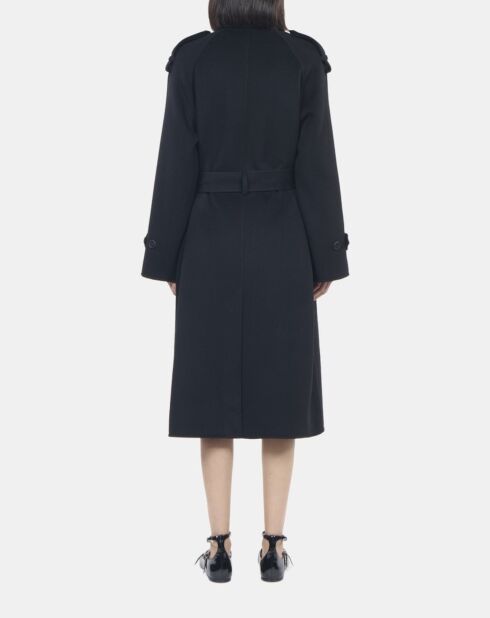 Manteau en laine style trench noir