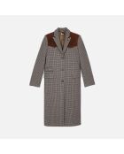 Manteau long pied de poule noir et blanc