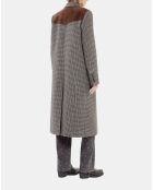 Manteau long pied de poule noir et blanc